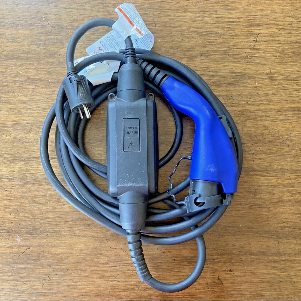 Electric Vehicle Charging Cable with Blue Handle for 2026 Toyota Prius.